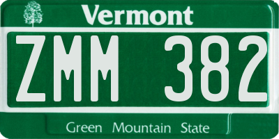 VT license plate ZMM382