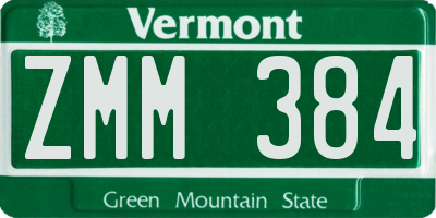 VT license plate ZMM384