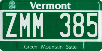 VT license plate ZMM385