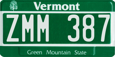 VT license plate ZMM387