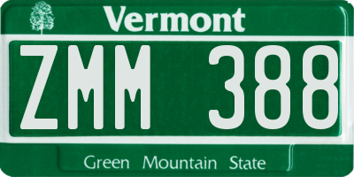 VT license plate ZMM388