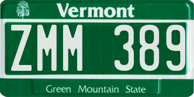VT license plate ZMM389