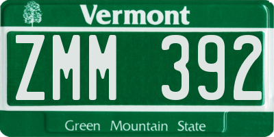 VT license plate ZMM392