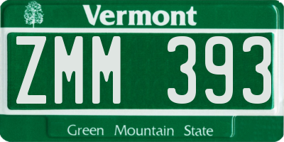 VT license plate ZMM393