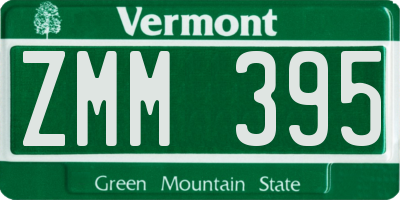 VT license plate ZMM395