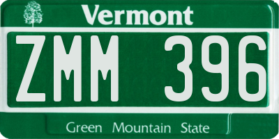 VT license plate ZMM396