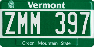 VT license plate ZMM397