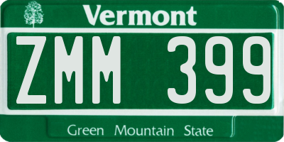 VT license plate ZMM399