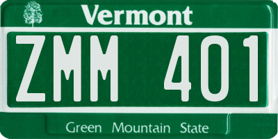 VT license plate ZMM401