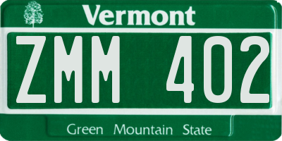 VT license plate ZMM402