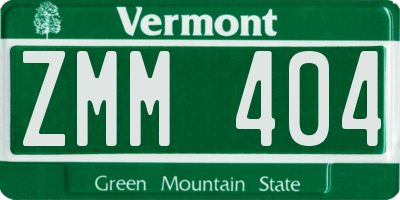 VT license plate ZMM404