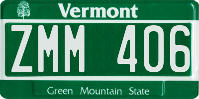 VT license plate ZMM406