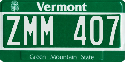 VT license plate ZMM407