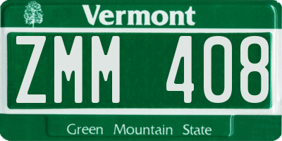 VT license plate ZMM408