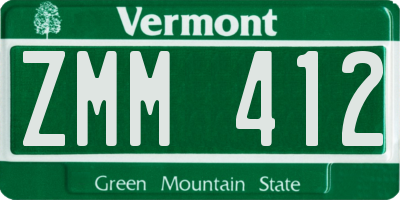 VT license plate ZMM412