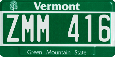 VT license plate ZMM416