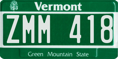 VT license plate ZMM418