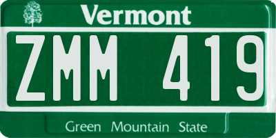 VT license plate ZMM419