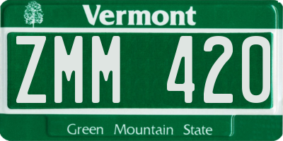 VT license plate ZMM420
