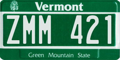 VT license plate ZMM421