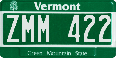 VT license plate ZMM422