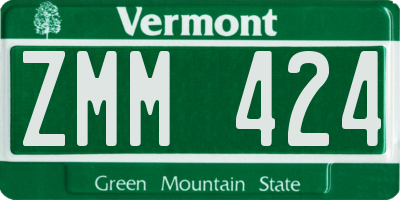 VT license plate ZMM424