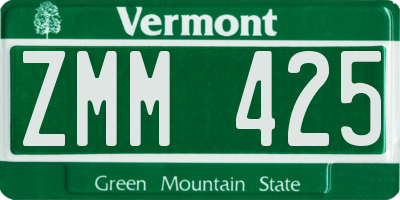 VT license plate ZMM425