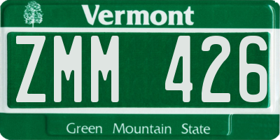 VT license plate ZMM426
