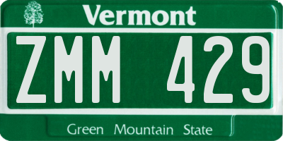 VT license plate ZMM429