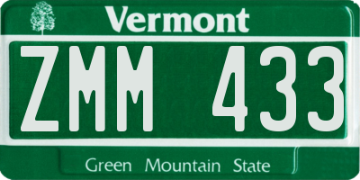 VT license plate ZMM433