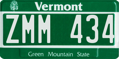 VT license plate ZMM434