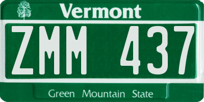 VT license plate ZMM437