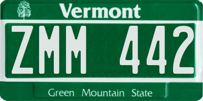 VT license plate ZMM442