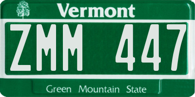 VT license plate ZMM447