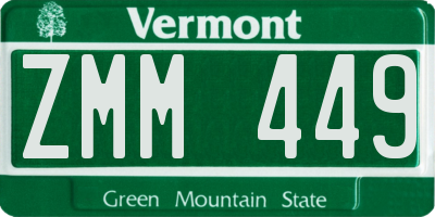 VT license plate ZMM449