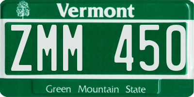 VT license plate ZMM450