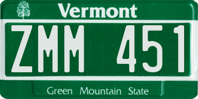 VT license plate ZMM451