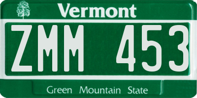 VT license plate ZMM453