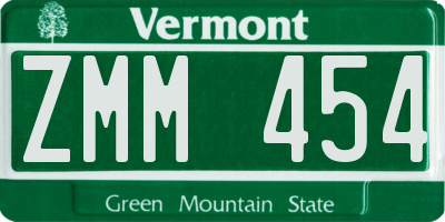 VT license plate ZMM454
