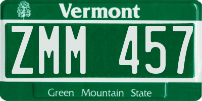 VT license plate ZMM457