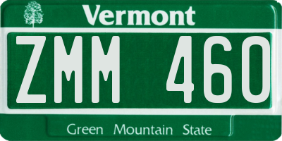 VT license plate ZMM460