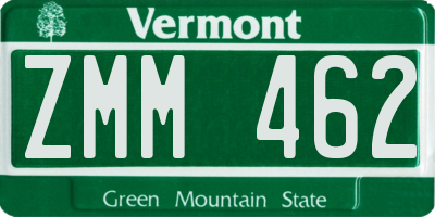 VT license plate ZMM462