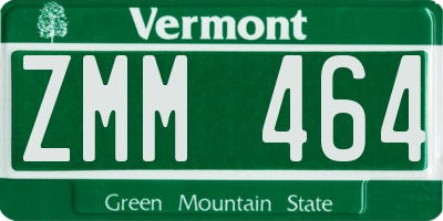 VT license plate ZMM464