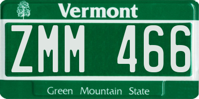 VT license plate ZMM466