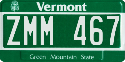 VT license plate ZMM467