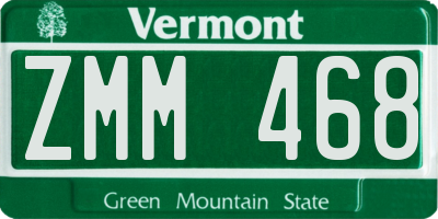 VT license plate ZMM468