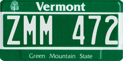 VT license plate ZMM472
