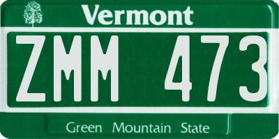 VT license plate ZMM473