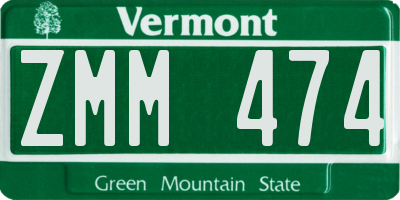 VT license plate ZMM474