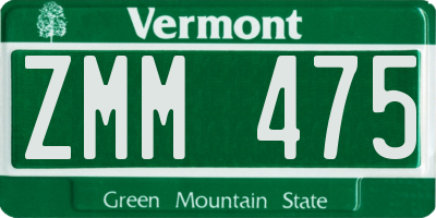 VT license plate ZMM475